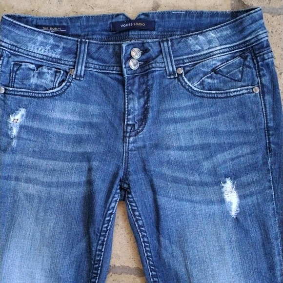 Vigoss THE DUBLIN SKINNY Jeans Size 9/10 Dark Blue OMBRE Fade - Picture 7 of 12